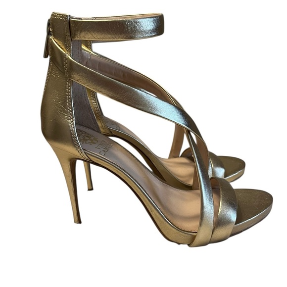 Vince Camuto Gold Strappy Heels Size 7 1/2 - Picture 2 of 5